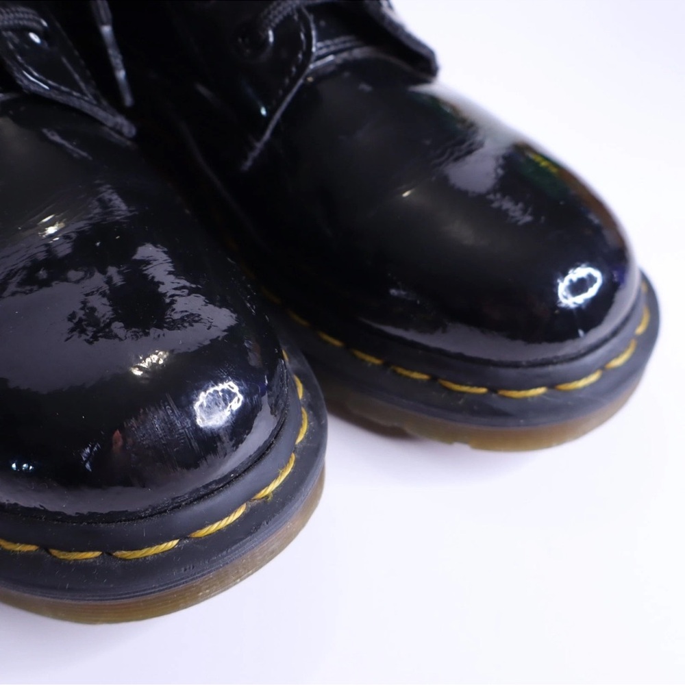 Dr. Martens 1640 Black Patent Combat Boots Lace Up Ankle Women’s Size 6.5 - Picture 3 of 9